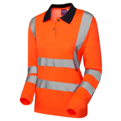 Leo Hi Vis PL05 Womens Beaford EcoViz Comfort L/S Polo