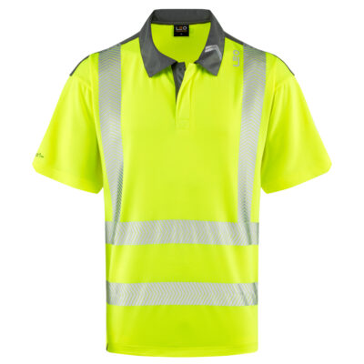 Leo Hi Vis P12 Trimstone EcoViz Coolmax  Polo Shirt