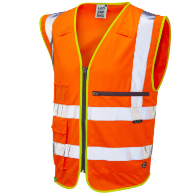 Leo W24 Hi Vis Foreland EcoViz Tablet Pocket  Waistcoat