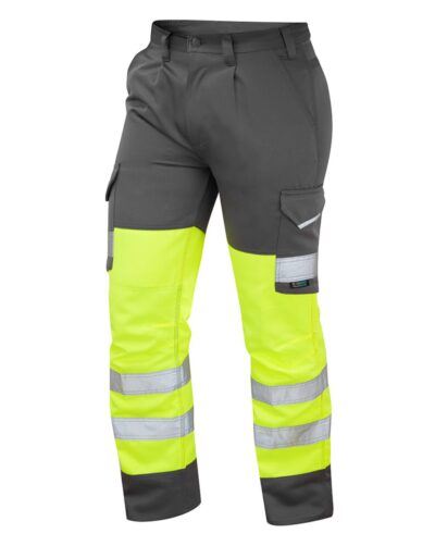 Leo HiVis CT01 Bideford Cargo Trouser Yel/Gry