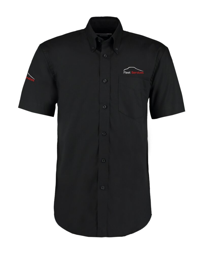 KK109 Oxford Shirt S/S Black C/W Fleet Services